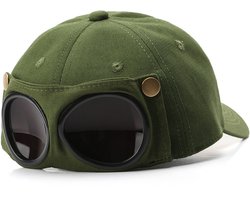 Vliegenierspet - Gestileerde bril-snapback - Zonnebaseballcap - Groen