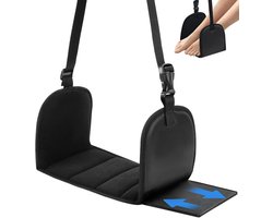 Vliegtuig Voeten Hangmat - Verwijderbare Basis met Memory Foam - Hardboard Steun tegen Instorting - Verlicht Voetpijn op Lange Vluchten - Kantoor en Reis Essentials