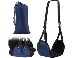 Vliegtuig Voetsteun - Voet Hangmat - Reis Comfort - Verstelbare Lengte - Compact Opvouwbaar - Marineblauw