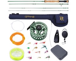 Vliegvis Set - Vlieghengel Combo - Beginner Vissen - Compleet Inclusief Tas - 7/8 Gewicht - Groen