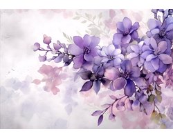 Vliesbehang - Fotobehang - Bloemen - Planten - Romantisch - Natuur - Lavender - Violet - Paars - 146x208 cm (Hoogte x Lengte)