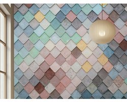 Vliesbehang Fotobehang - Fotobehang Pastel Patroon Droommuur - 250x300 centimeter