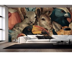 Vliesbehang Fotobehang - Wildlife Symphony Tapestry Wall Art - 250x300 centimeter
