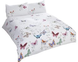 Vlinder dekbedovertrek - 200 x 200 cm. met twee kussenslopen - Vlinders dekbed - tweepersoons