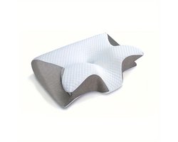 Vlinder Hoofdkussen – Orthopedisch & Ergonomisch Traagschuim Nekkussen – Anti-Snurk & Kussen – Memory Foam Slaapkussen voor Rug - kussen – Verlicht Nek- & Schouderpijn - Ademvrij Hoofdkussen,Grijs
