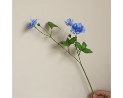 Vlinder lotusbloem - blauw - zijden bloemen - 3 stelen - onderhoudsvrij - 45 cm - kunstbloemen