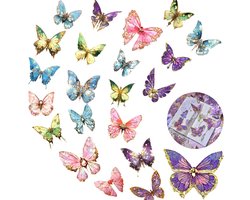 Vlinder Stickers - 80 Stuks - Stickerset Vlinders - Kleurige Vlinders met sticker - Agenda stickers - Laptop Stickers - Voor doe-het-zelf wanddecoratie, knutselprojecten, scrapbooking en telefoonhoesjes - Cadeau voor beste vriendin en meisjes