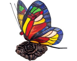 Vlinder Tiffany Style Sfeerlamp - mooi en tijdloos - Tiffany Style Tafellamp Vlinder - (hxbxd) ca. 21cm x 20cm x 12cm