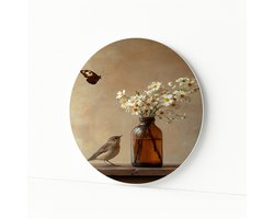 Vlinder wandpaneel - Ronde muurdecoratie - Wandobject rond - 40x40 cm