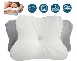 Vlinderkussen Van Traagschuim Met 2 Hoogtes - 15° Ergonomische Contour Gecertificeerd Veerkrachtig Schuim Wasbare Hoes - Voor Nek Hoofd En Schouders