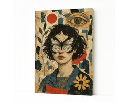 Vlinderportret - Kunstobject - Woondecoratie - Canvas schilderij - 100x150 cm