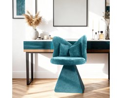 Vlinderrug Draaistoel - Multifunctionele Zitkamer, Eetkamer & Make-up Stoel in blauw Textiel (52x52x78 cm)