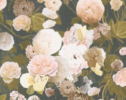 VLINDERS MET ROZEN BEHANG - Creme Groen Roze - AS Creation Paradise Garden