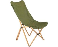 Vlinderstoel - Campingstoel Strandstoel - Buiten Ontspannen - Massief Houten Frame - Inklapbaar - Donkergroen