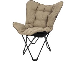 Vlinderstoel - Kampeerstoel Klapstoel - Ontspannen Buiten - Gepolsterde Nika stof - 85 x 66 x 92 cm - Beige