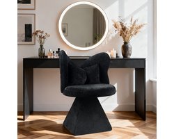 Vlinderstoel – Loungestoel – Draaistoel – Fauteuil – Dressing Chair – Zwart – Draaibaar Zitvlak – Bamboe Frame met Katoenen Vulling