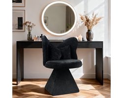 Vlinderstoel – Loungestoel – Draaistoel – Fauteuil – Dressing Chair – Zwart – Draaibaar Zitvlak – Bamboe Frame met Katoenen Vulling
