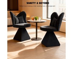 Vlinderstoel – Loungestoel – Draaistoel – Fauteuil – Dressing Chair – Zwart – Draaibaar Zitvlak – Bamboe Frame met Katoenen Vulling