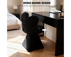 Vlinderstoel – Loungestoel – Draaistoel – Fauteuil – Dressing Chair – Zwart – Draaibaar Zitvlak – Bamboe Frame met Katoenen Vulling