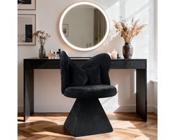 Vlinderstoel – Loungestoel – Draaistoel – Fauteuil – Dressing Chair – Zwart – Draaibaar Zitvlak – Bamboe Frame met Katoenen Vulling
