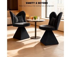 Vlinderstoel – Loungestoel – Draaistoel – Fauteuil – Dressing Chair – Zwart – Draaibaar Zitvlak – Bamboe Frame met Katoenen Vulling