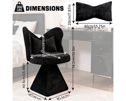 Vlinderstoel – Loungestoel – Draaistoel – Fauteuil – Dressing Chair – Zwart – Draaibaar Zitvlak – Bamboe Frame met Katoenen Vulling