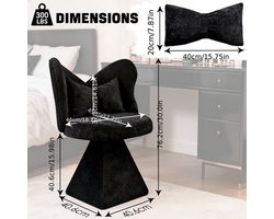 Vlinderstoel – Loungestoel – Draaistoel – Fauteuil – Dressing Chair – Zwart – Draaibaar Zitvlak – Bamboe Frame met Katoenen Vulling