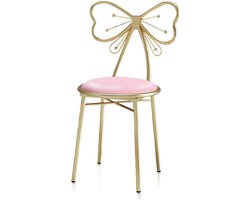 Vlinderstoel - Make-up stoel - Comfortabel zitten - Gouden rugleuning - Zithoogte 45cm - Roze