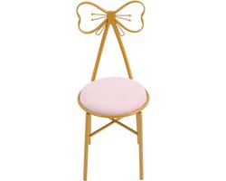 Vlinderstoel met rugleuning - Decoratieve stoel - Woonkamer slaapkamer - Stabiel metalen frame - 78 cm hoog - Lichtroze