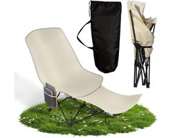 Vlinderstoel Met Verstelbare Rugleuning – Lichtgewicht Vlinderstoel Met Uitzicht – Perfecte Liggend voor Strand & Kamperen - Creme