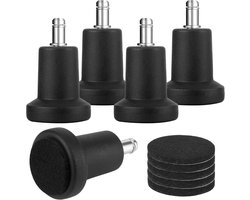 Vloer Slides 5 Pack - 2 Inch Office Chair Glides - Set van 5 Vloer Sliders voor Kantoorstoel - 11 mm x 22 mm Zwart - Vervangende Kantoorstoel Wielen met Vilt Pads - Voet Slides