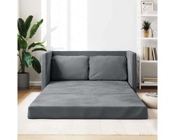 Vloerbank met Slaapfunctie en Fluwelen Bekleding - Donkergrijs - 2-in-1 Meubel voor Woonkamer en Slaapkamer