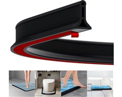 Vloerbarrière voor natte ruimtes, 2 meter Zwart, zelfklevende spatbescherming voor de douche, rubberen waterkering voor de douche, waterkering voor de douchedrempel, flexibele afdichtingsstrip voor douchewanden op de badkamervloer | Cyslmuk®