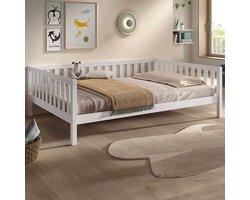Vloerbed Dallas - 140x200cm - Massief Dennenhout - Wit - Vipack - Floor_bed - Wit - Hout Eenpersoons Floor_bed
