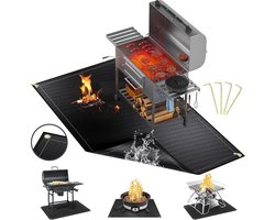Vloerbescherming vuurvaste grillmat 182 x 115 cm - opvouwbare grillonderlegger met gaten - waterbestendig en oliebestendig - grill-vloerbeschermingsmat voor barbecue