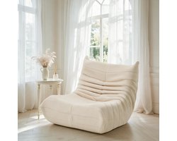 Vloerfauteuil voor Volwassenen en Teenagers, Vloerstoel Relaxfauteuil, Lazy Relax Stoel met Hoge Dichtheid Schuim, Max. 150 kg Belastbaar, Beige