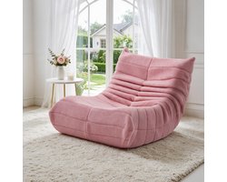 Vloerfauteuil voor Volwassenen en Teenagers, Vloerstoel Relaxfauteuil, Lazy Relax Stoel met Hoge Dichtheid Schuim, Max. 150 kg Belastbaar, Roze