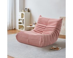 Vloerfauteuil voor Volwassenen en Tienerkamer, Ergonomische Luie Stoel van Hoge Dichtheid Spons, tot 150 kg belastbaar, Roze