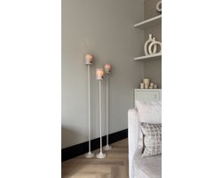 Vloerkandelaren set van 3 stuks beige incl. beige LED Candles-kaarsenhouder-stompkaarskandelaar-kaarsenstandaard-120,110 en 100 cm hoog-Branded By-Moederdag-Cadeau