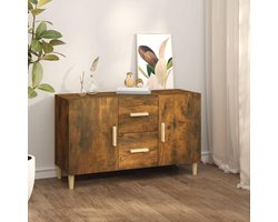 Vloerkast dressoir Auxilar 2 deuren en 2 laden woonkamer opbergkast, eiken multiplex dressoir 100 x 36 x 60 cm