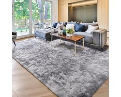 Vloerkleden, wollig, woonkamer, shaggy tapijt, slaapkamer, wasbaar, zacht, comfortabel, voor wooncultuur (grijs-wit, 200 x 300 cm)