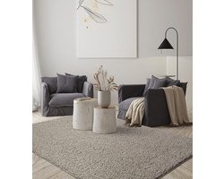 Vloerkleed 120x170 hoogpolig - Zand- Wasbaar met Antislip onderkant - FOXY Shaggy by The Carpet