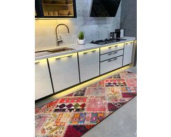 Vloerkleed 80x220cm - Keukenloper - Halloper - Patchwork - Wasbaar Antislip Zacht Tapijt