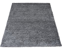 Vloerkleed Buddy Antraciet 140 x 200 cm - Hoogpolig Vloerkleed – Modern / Japandi Design