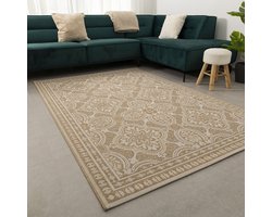 Vloerkleed Buiten - Buitenkleed Laagpolig Beige Vloerkleed Koho Outdoor Tapijt - 160x230cm- Modern - Woonkamer - Salon - Slaapkamer - Eetkamer