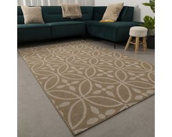 Vloerkleed Buiten - Buitenkleed Laagpolig Beige Vloerkleed Koho Outdoor Tapijt - 200x290cm- Modern - Woonkamer - Salon - Slaapkamer - Eetkamer