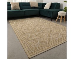 Vloerkleed Buiten - Buitenkleed Laagpolig Oker Geel Vloerkleed Koho Outdoor Tapijt - 140x200cm- Modern - Woonkamer - Salon - Slaapkamer - Eetkamer