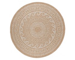 Vloerkleed Comilla – Beige – Laagpolig & Modern – Voor Binnen & Buiten – 120x120 cm rond