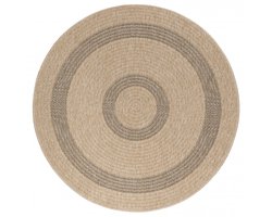 Vloerkleed Comilla – Zwart/Beige – Laagpolig & Modern – Voor Binnen & Buiten – 200x200 cm rond