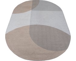 Vloerkleed Eli Beige - Ovaal 160 x 230 cm - Design Ovaal Vloerkleed met Grafische Vormen